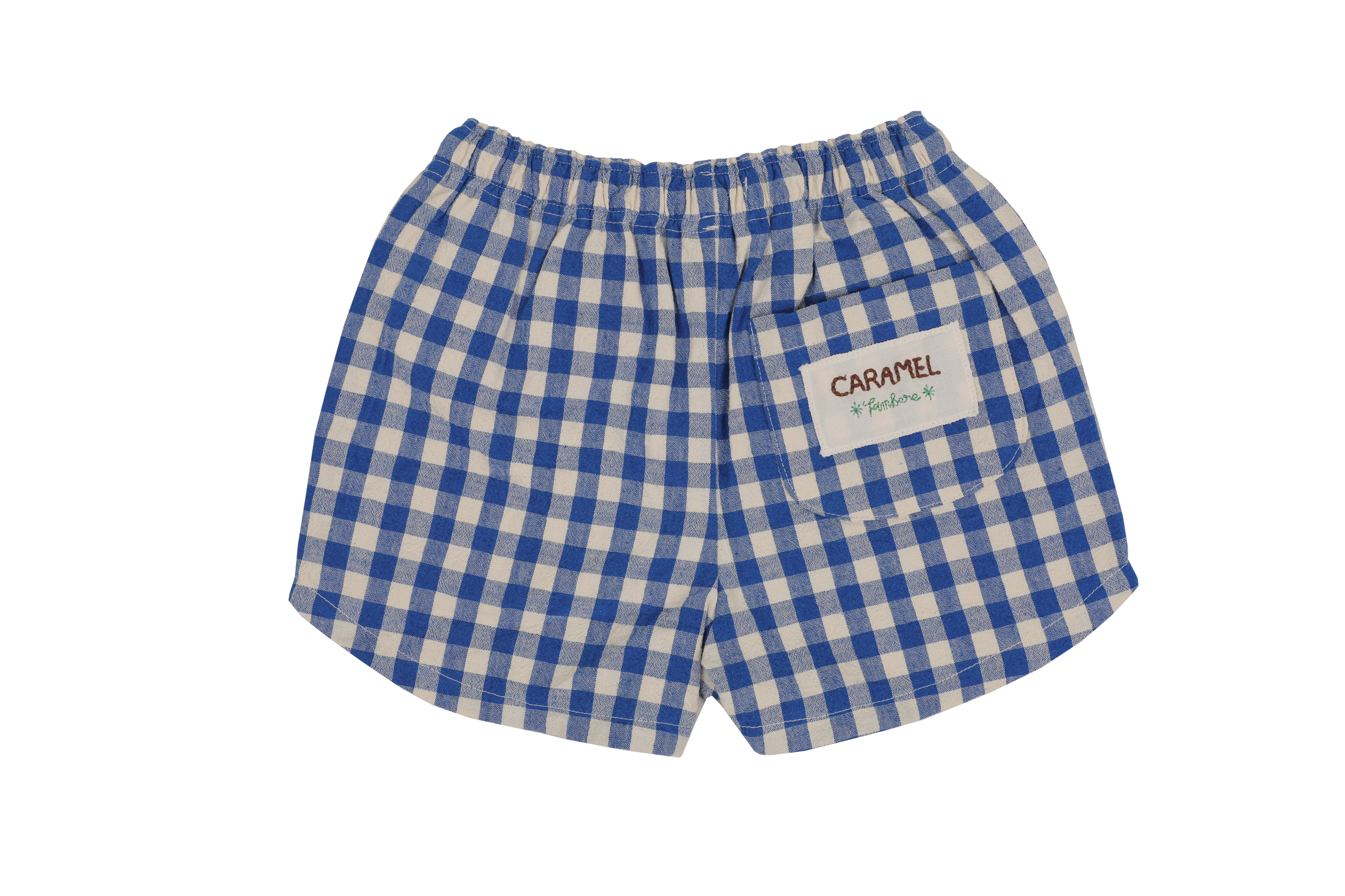 SS24 CARAMEL X TAMBERE 'FLOWER MARKET' GINGHAM SHORT - BLUE