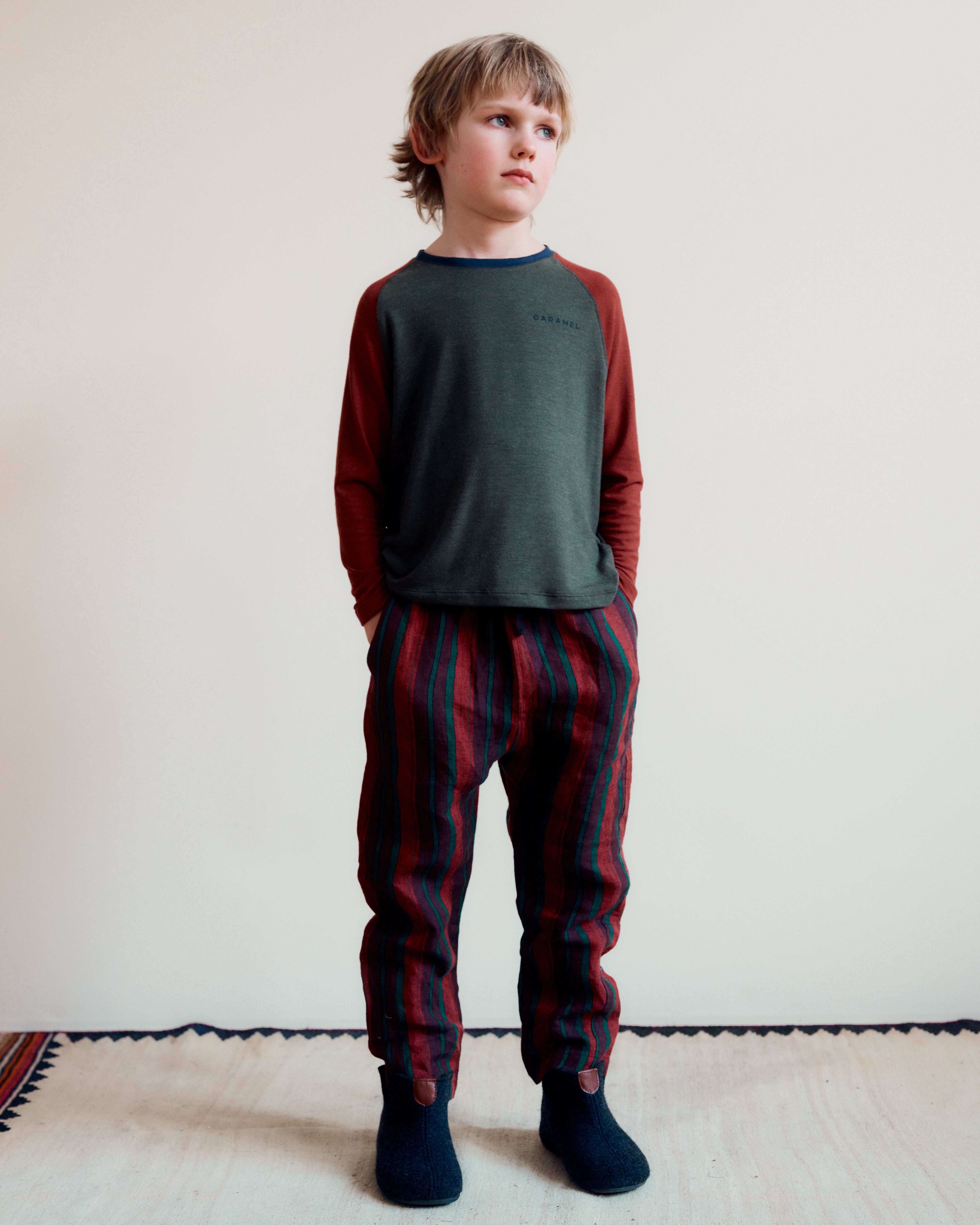 LEDA CHILDREN'S LINEN TROUSERS - MULTI STRIPES