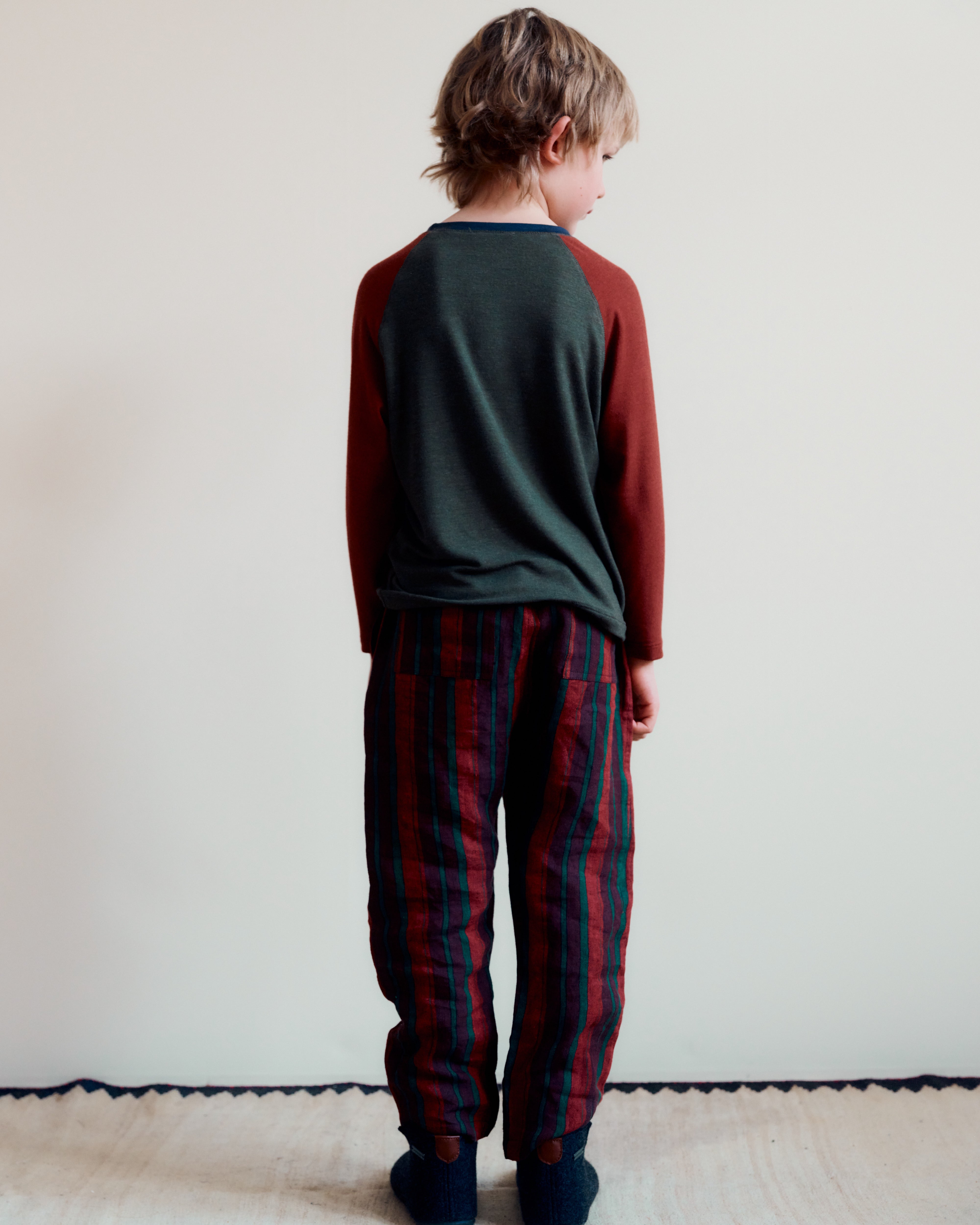 LEDA CHILDREN'S LINEN TROUSERS - MULTI STRIPES