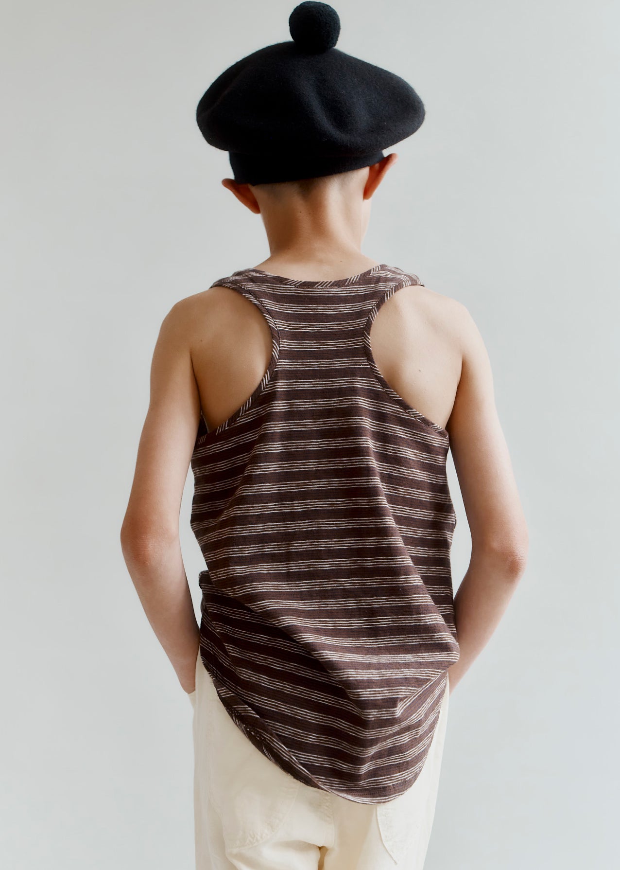 CASSIA CHILDREN'S TOP - BROWN / NAVY / ECRU STRIPE