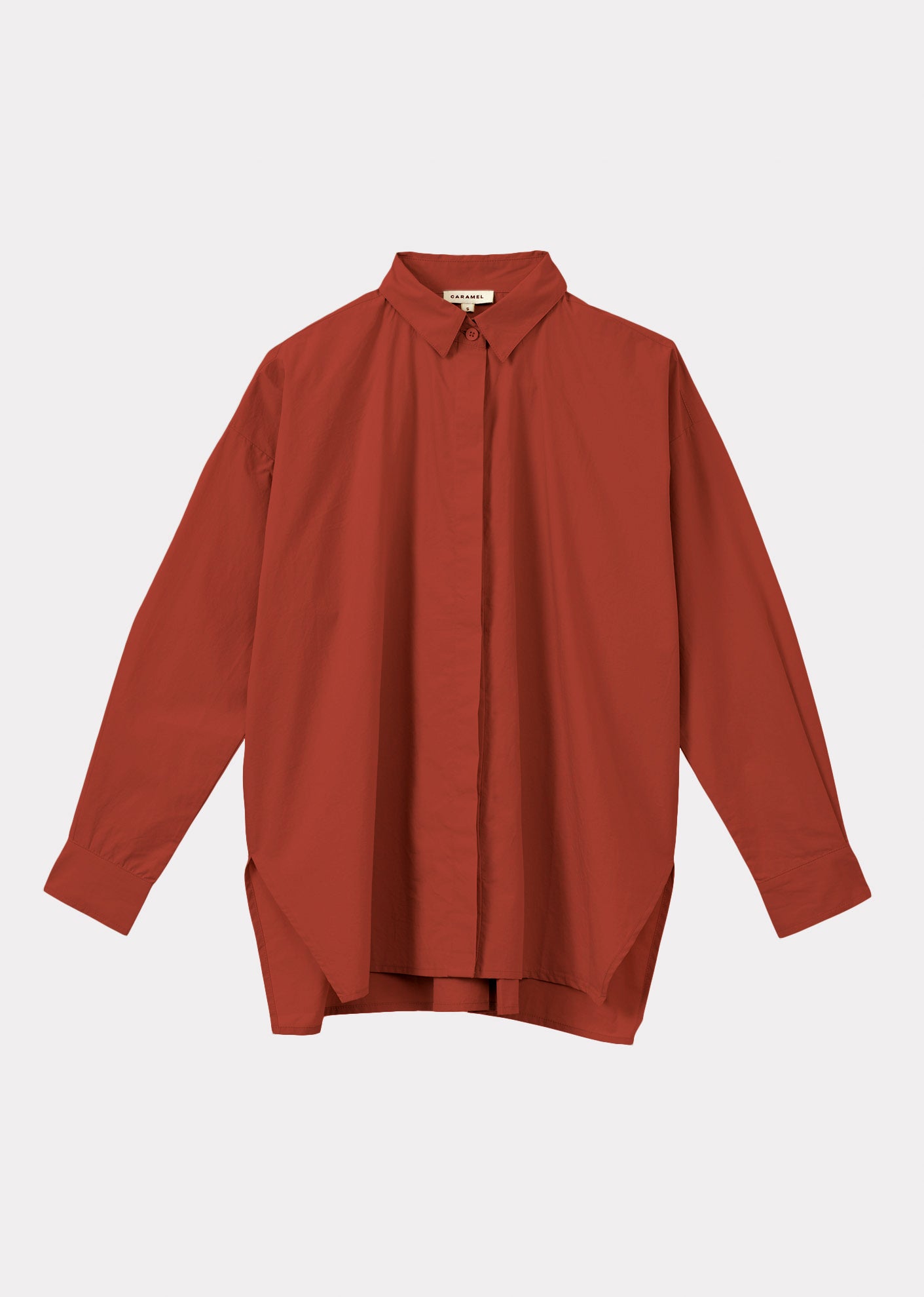 WOMEN'S COTTON TWILL A-LINE SHIRT - RUST