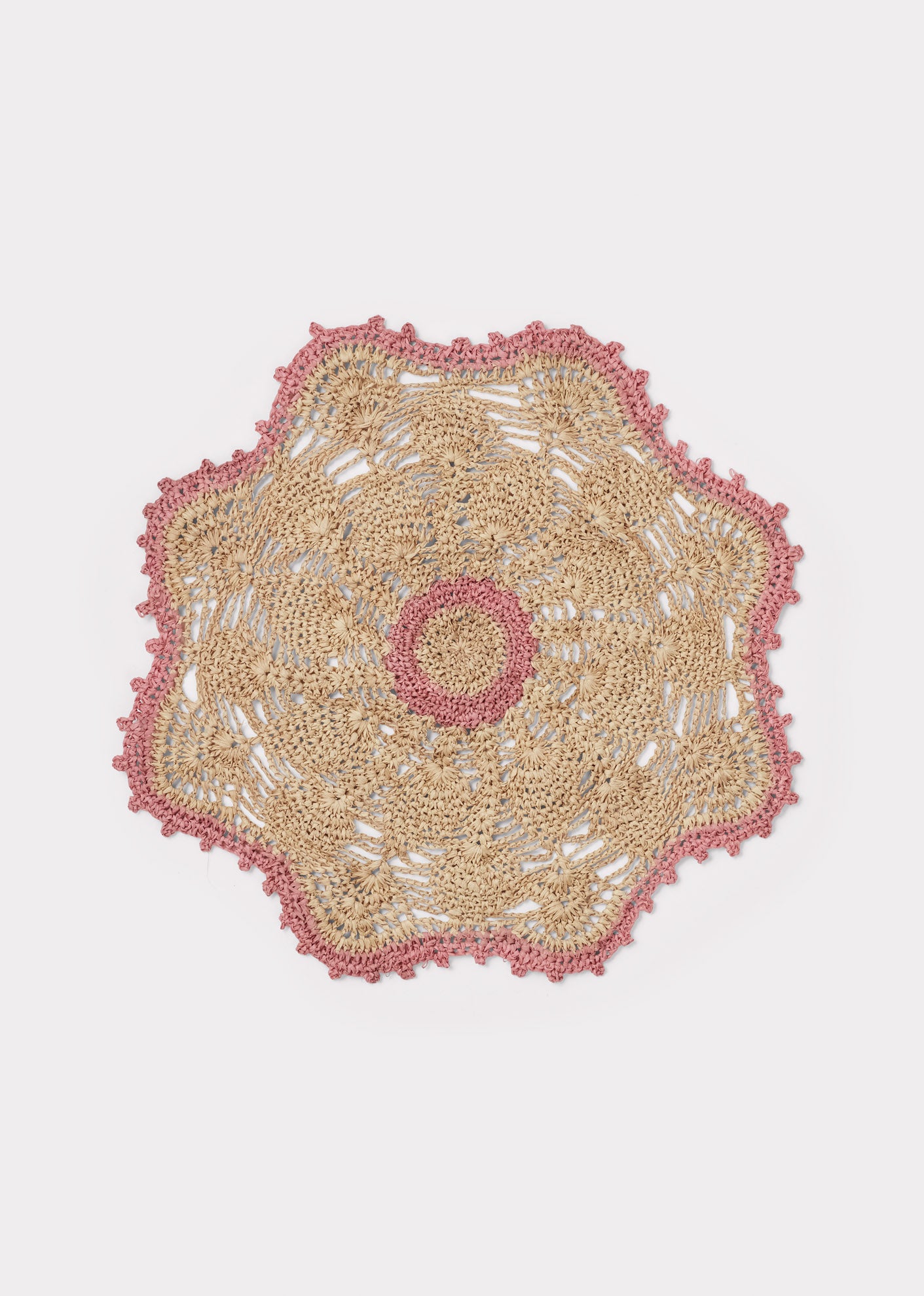 HOME RAFFIA FLOWER PLACEMAT- PINK