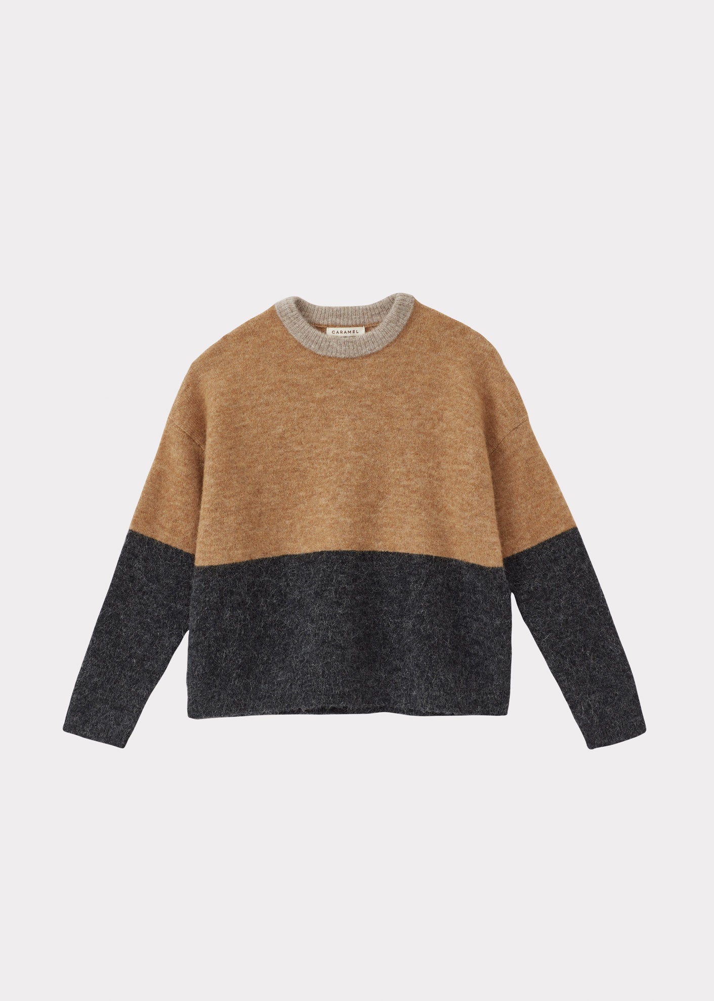 DENA CHILDREN'S MERINO WOOL JUMPER - CHARCOAL / TAN / MINK