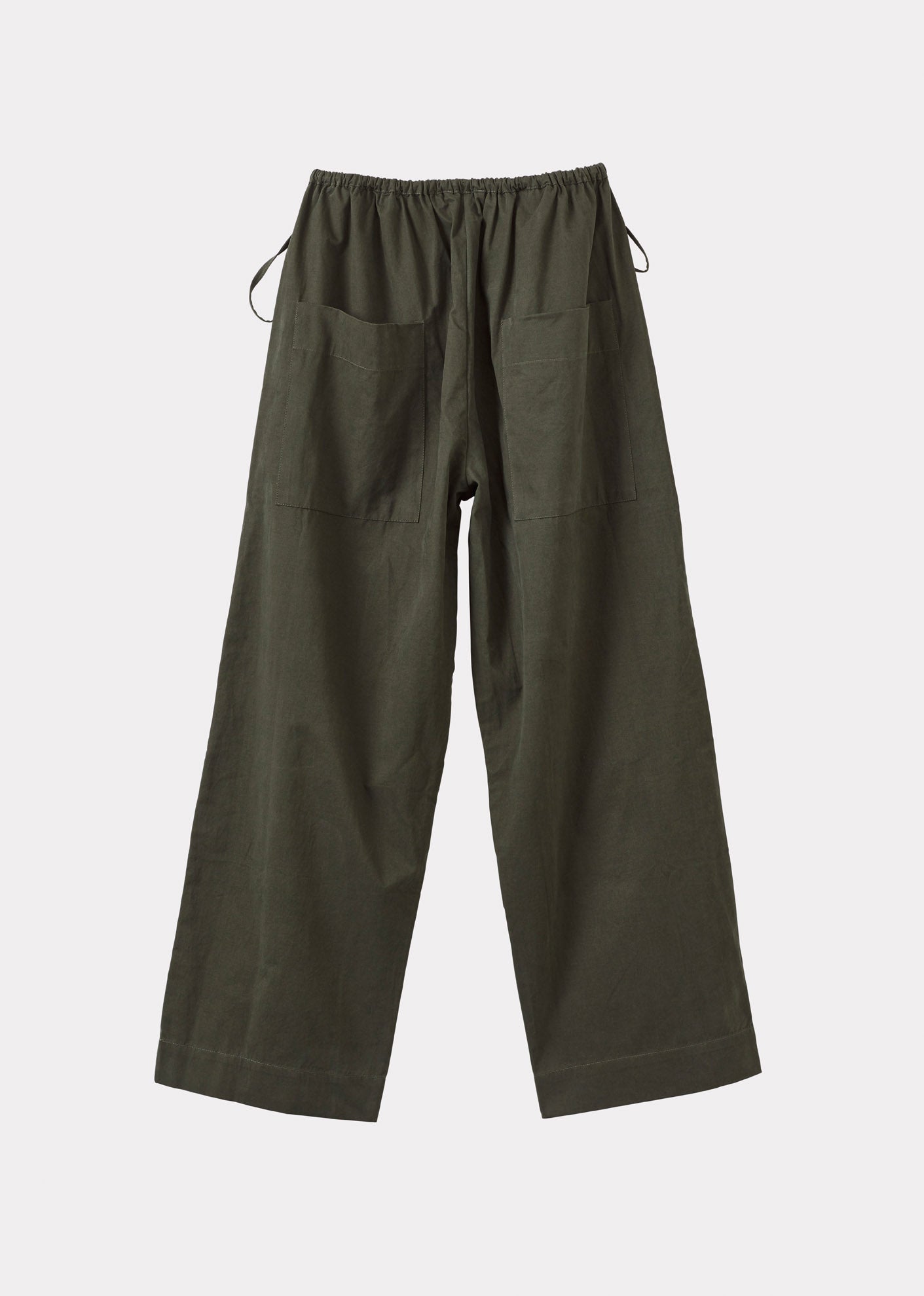 WOMEN'S COTTON TIE-DETAIL TROUSERS - KHAKI