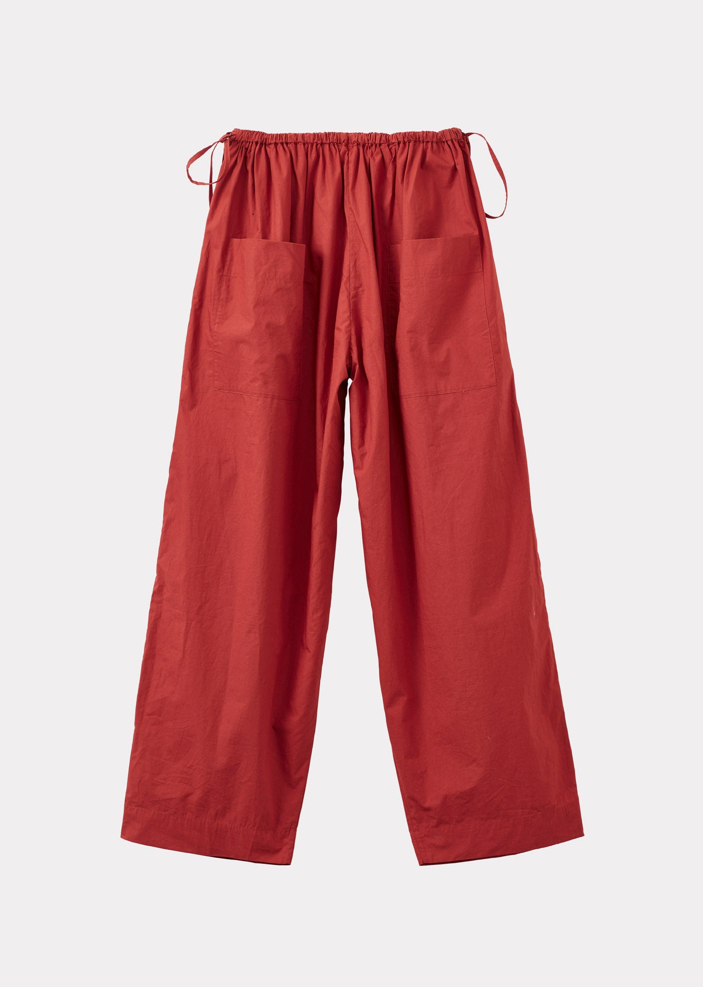 WOMEN'S COTTON & LINEN TIE-DETAIL TROUSERS - RUST