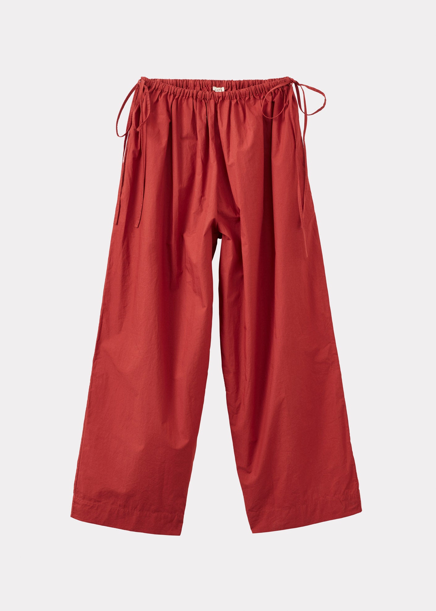 WOMEN'S COTTON & LINEN TIE-DETAIL TROUSERS - RUST