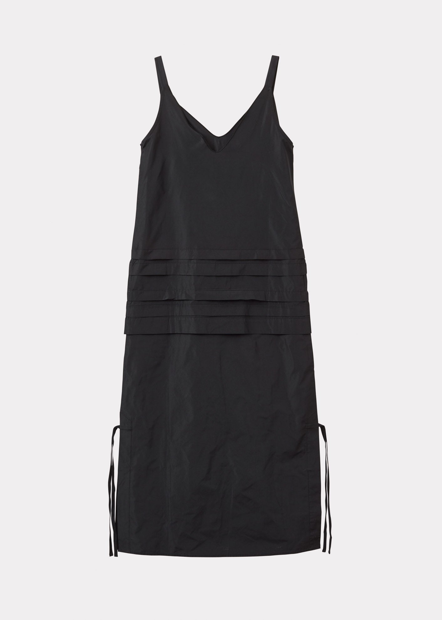 WOMEN'S TAFFETA TUCK DRESS - BLACK