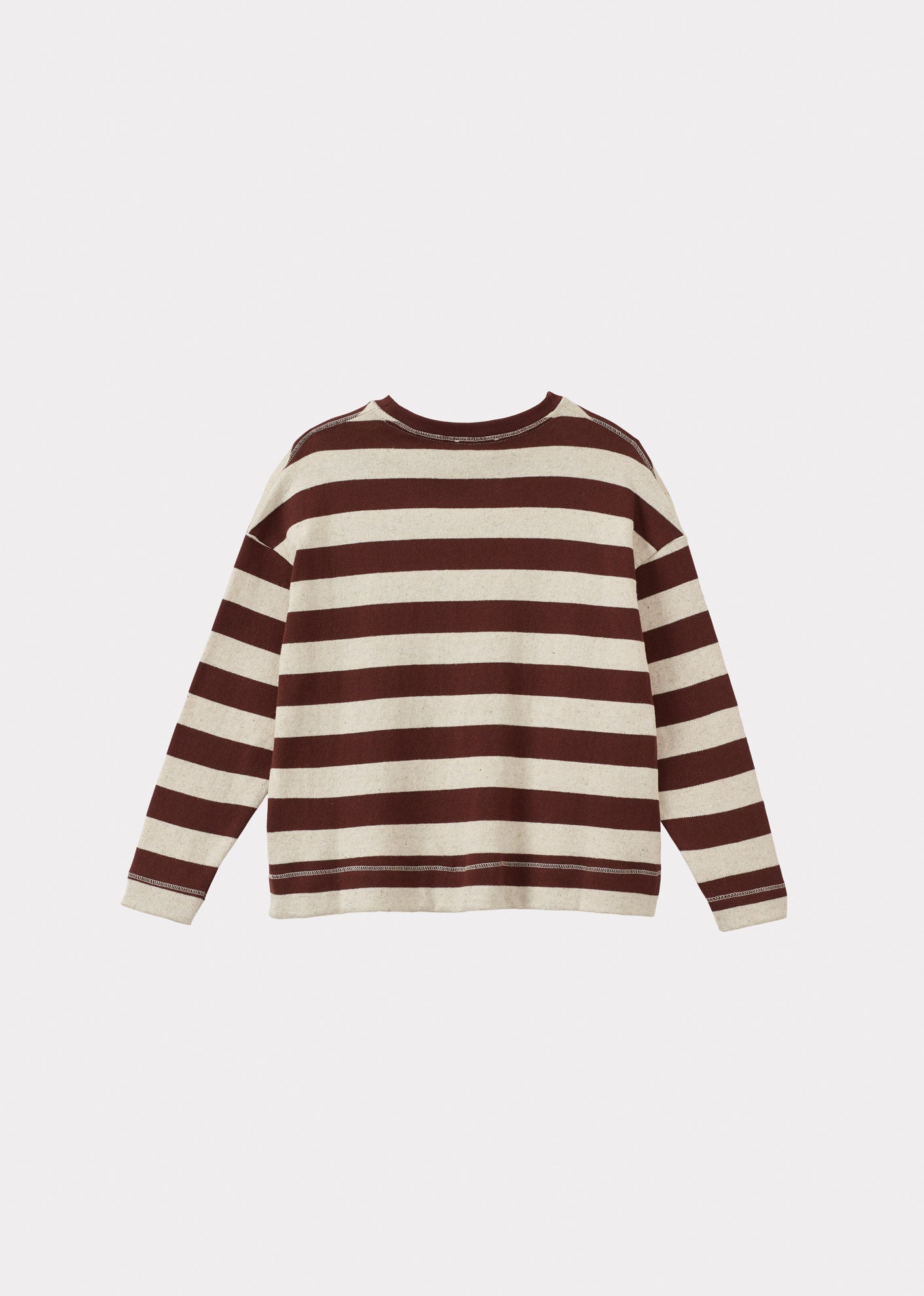 TODEA CHILDREN'S COTTON T-SHIRT - ECRU TAN STRIPE