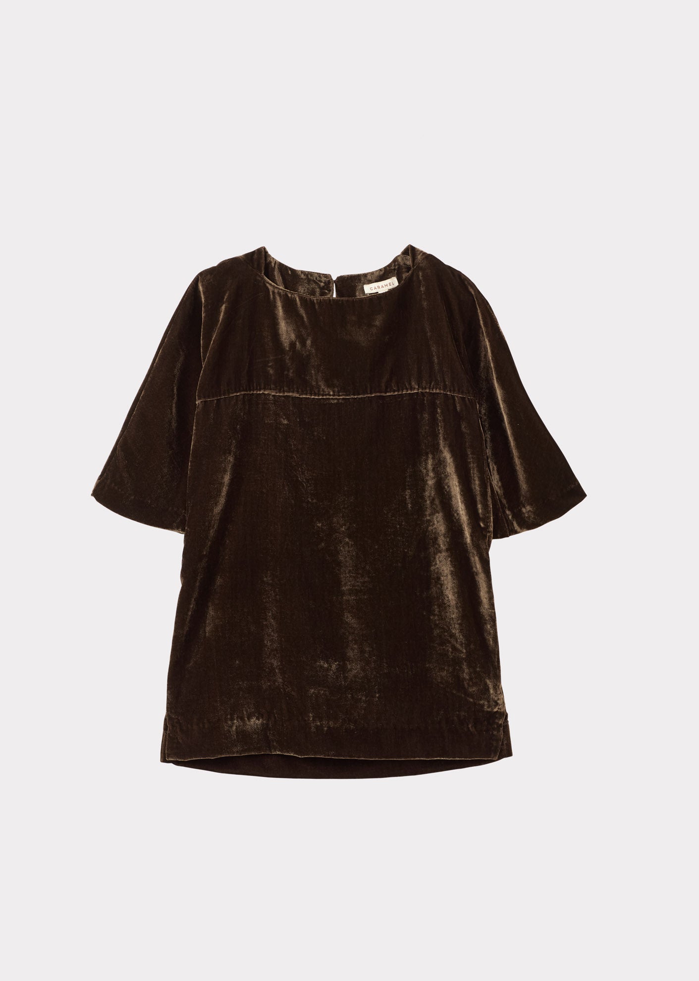 HEBE GIRL'S VELVET DRESS - CHOCOLATE