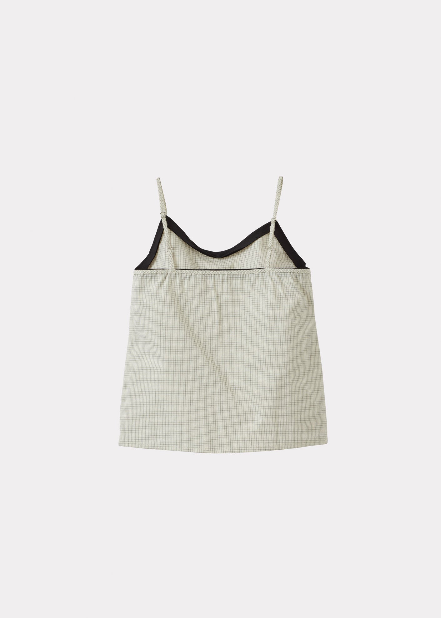 CAMILLA GIRL'S COTTON CAMISOLE TOP - OFF-WHITE / BLACK MICRO-CHECK