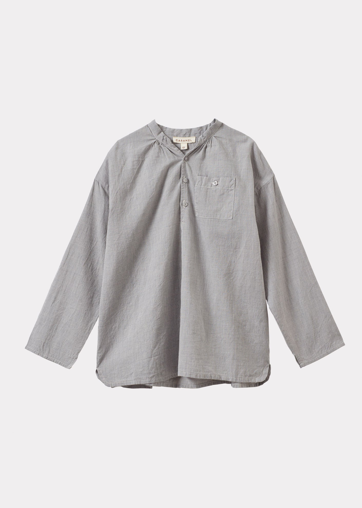 ADONIS CHILDREN'S COTTON SHIRT - GREY MICRO-CHECK