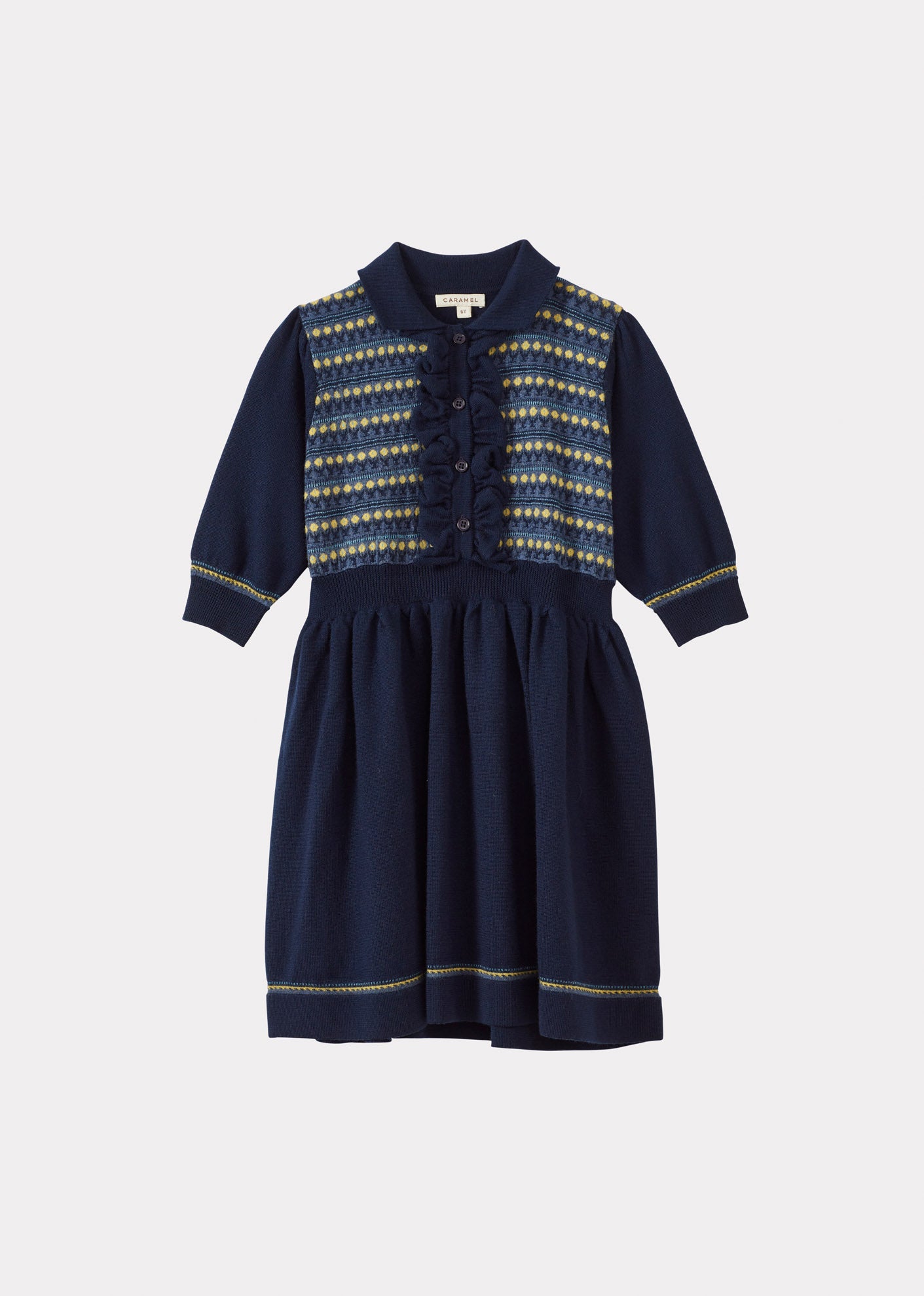 ANETO CHILDREN'S MERINO WOOL DRESS - FAIRISLE FLORAL