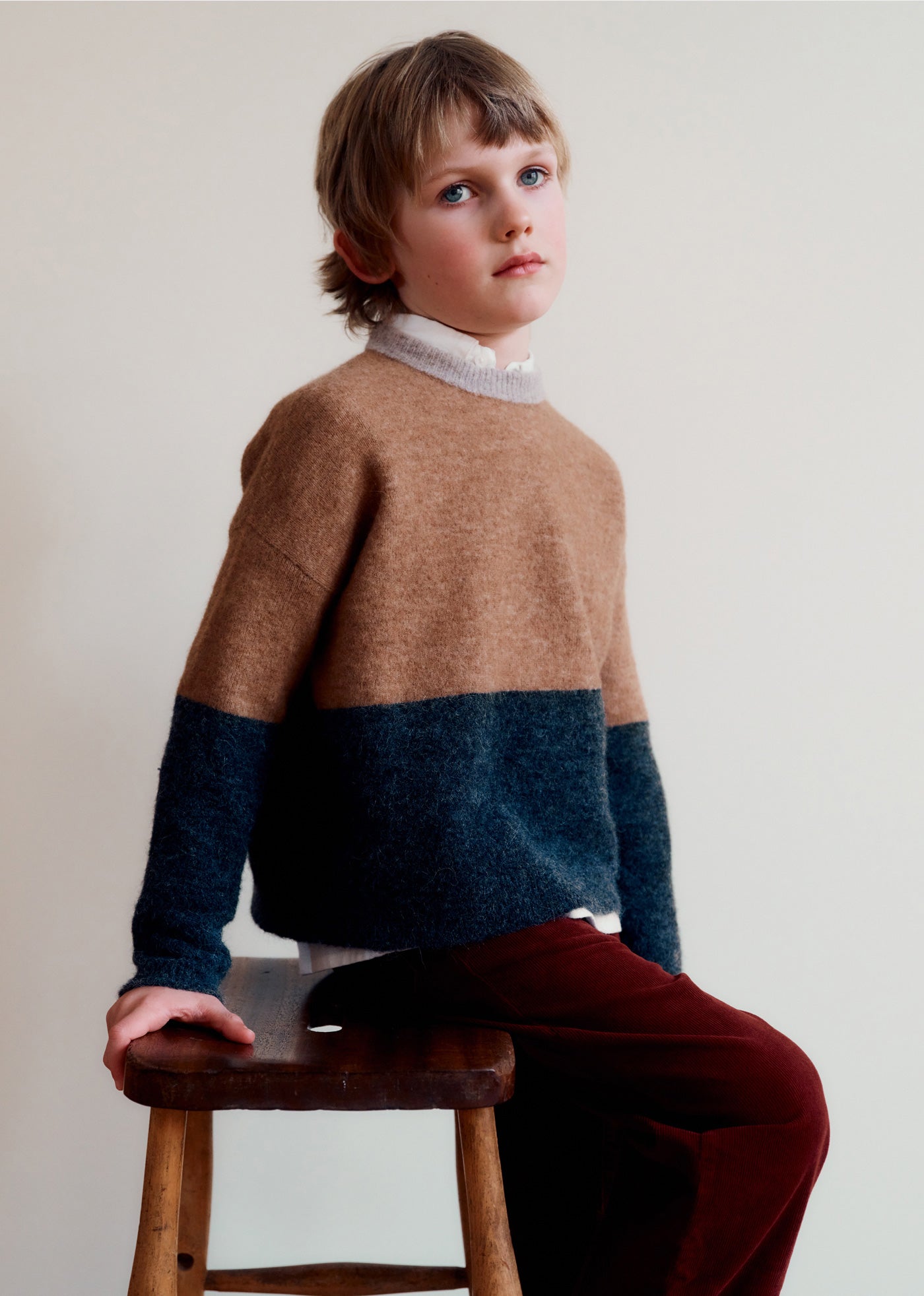 DENA CHILDREN'S MERINO WOOL JUMPER - CHARCOAL / TAN / MINK