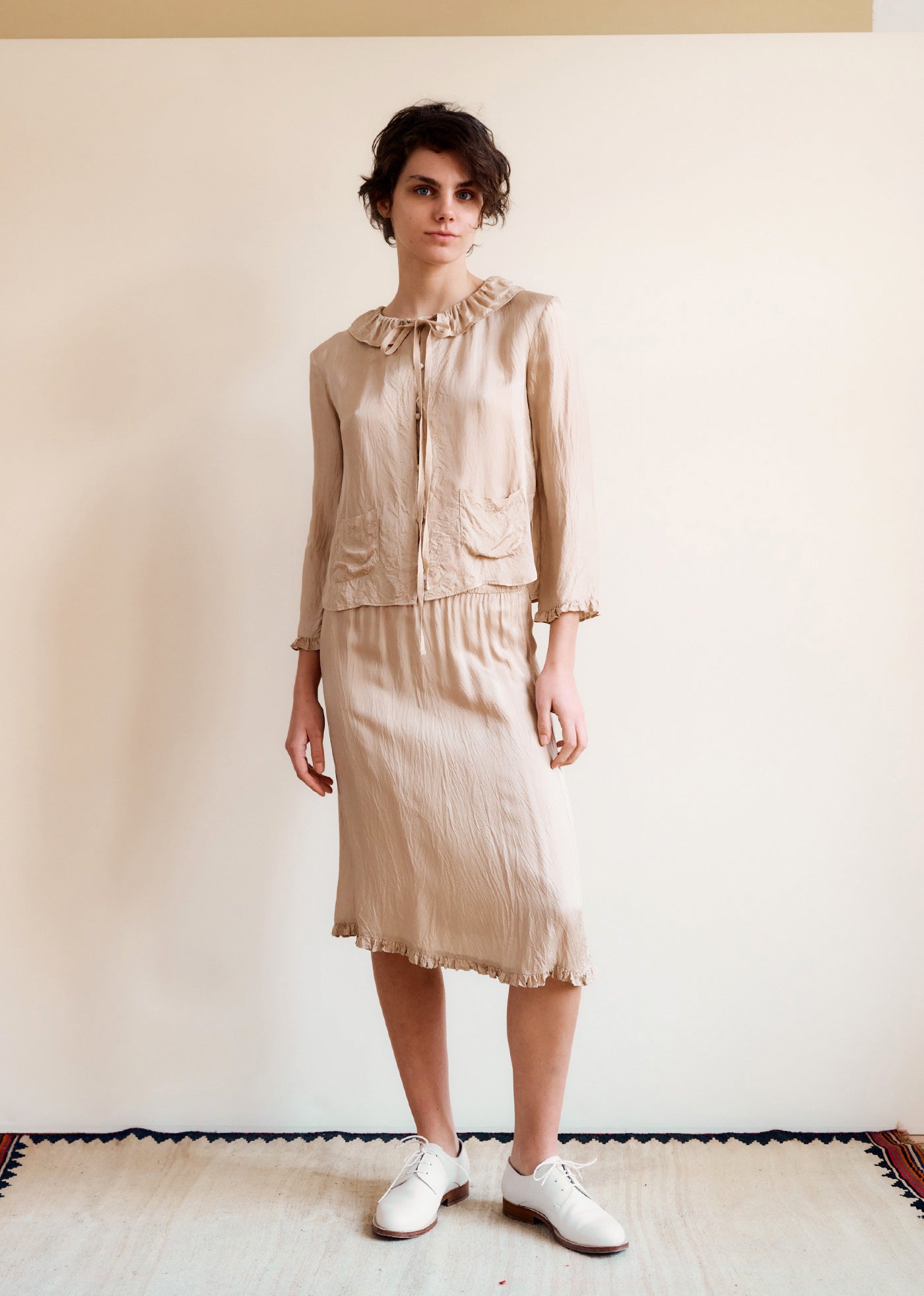 WOMEN'S  FRILL SKIRT - BEIGE