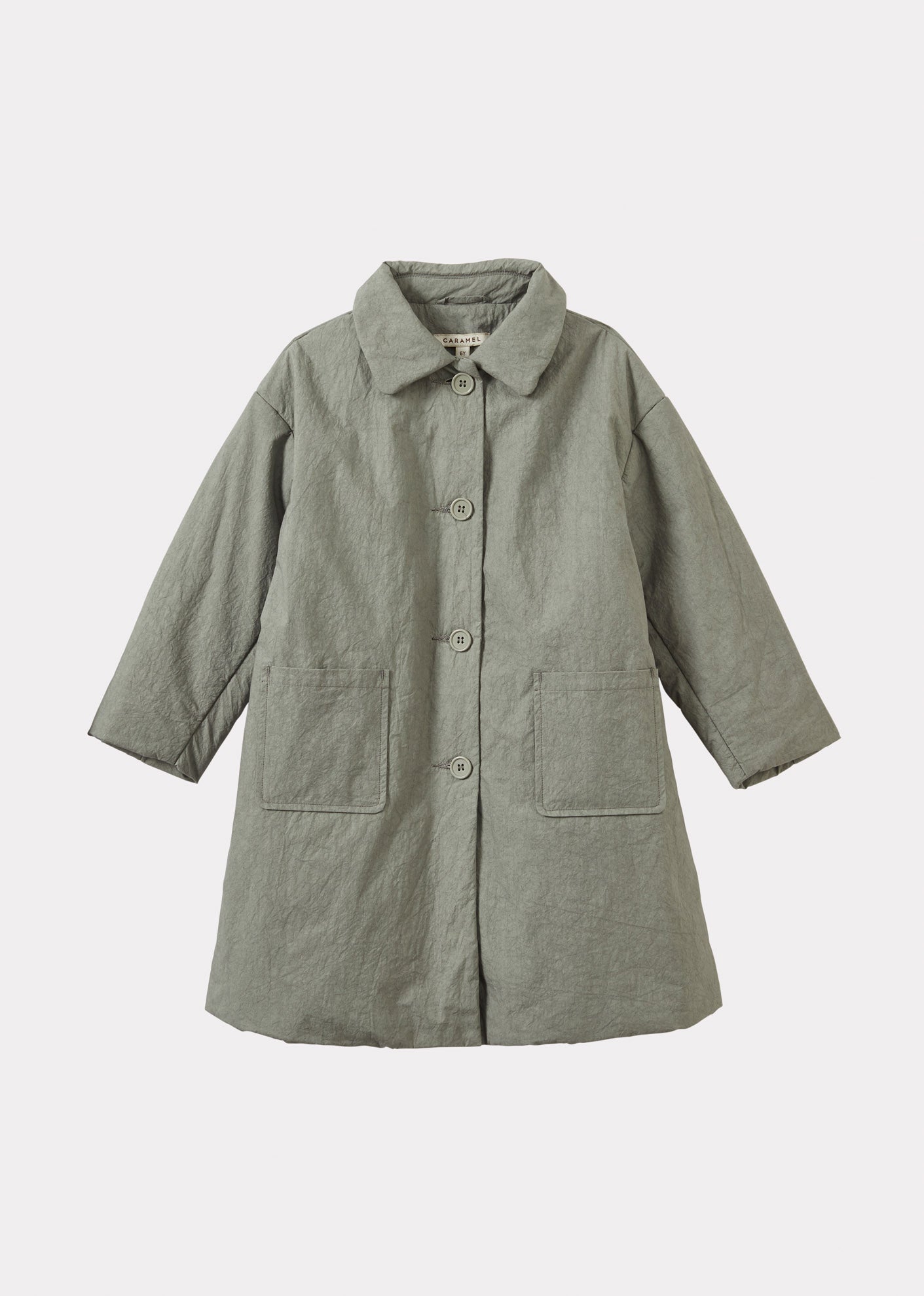 CAMBRIDGE CHILDREN'S CRUSHED COTTON COAT - GREY / GREEN