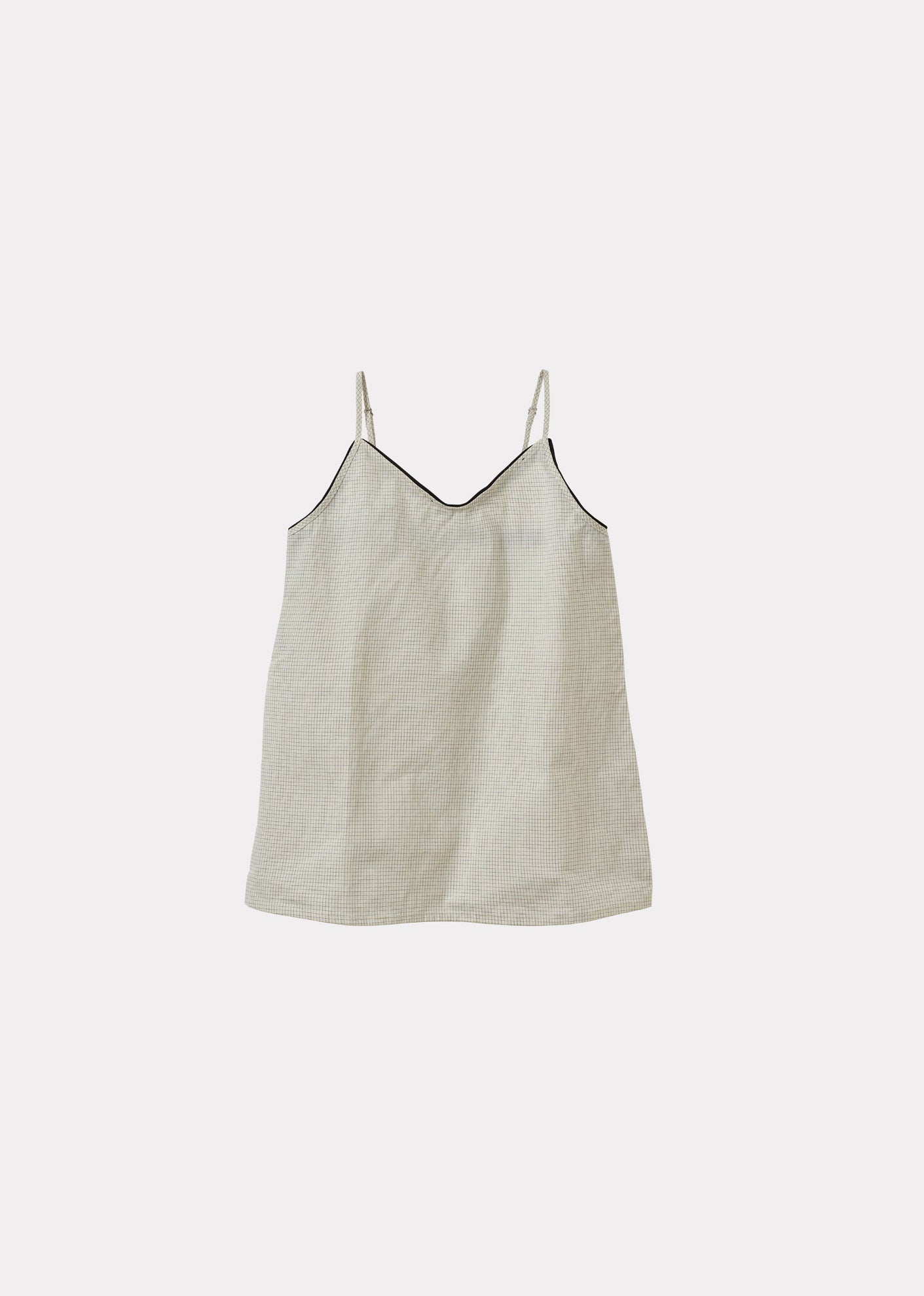 CAMILLA GIRL'S COTTON CAMISOLE TOP - OFF-WHITE / BLACK MICRO-CHECK