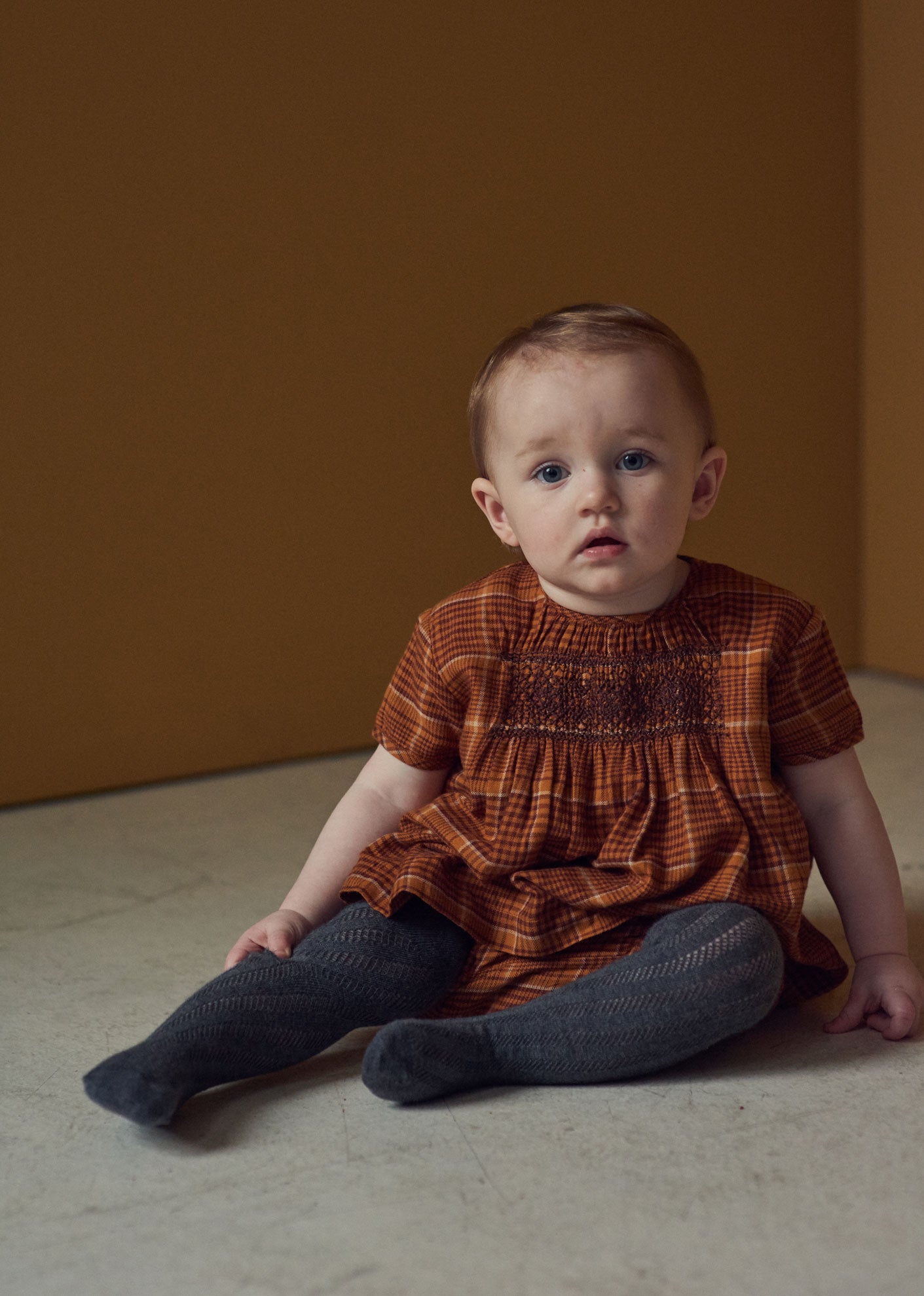 DOVE BABY TUNIC SET - ORANGE CHECK