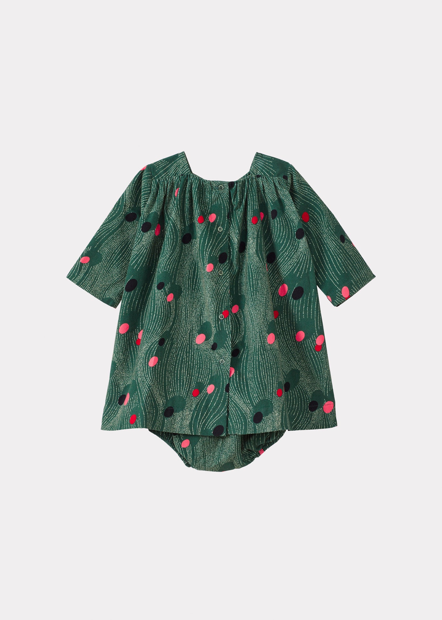 CLAIRE BABY COTTON DRESS AND BLOOMERS SET - LIBERTY SPACE RAIN