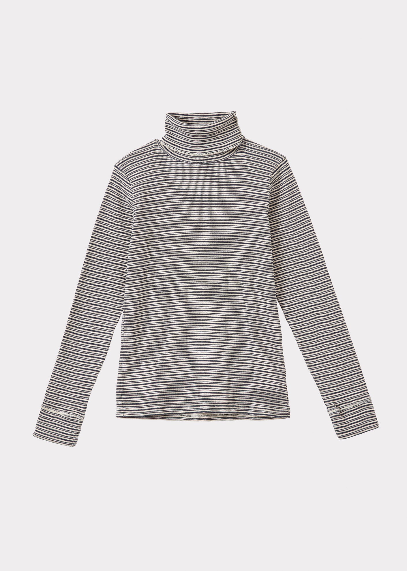 CLARO CHILDREN'S COTTON TURTLENECK - GREY / ECRU STRIPE