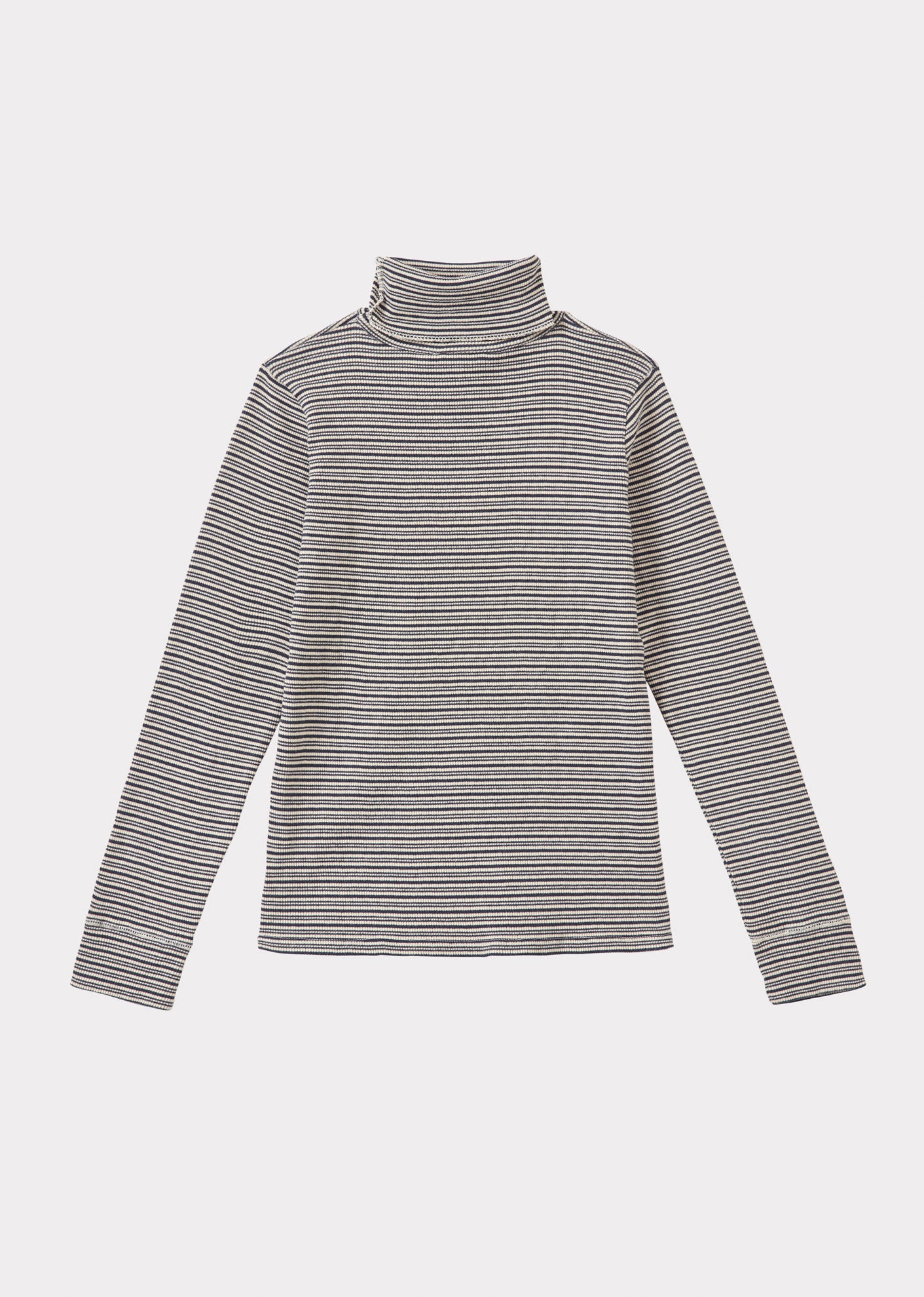 CLARO CHILDREN'S COTTON TURTLENECK - GREY / ECRU STRIPE