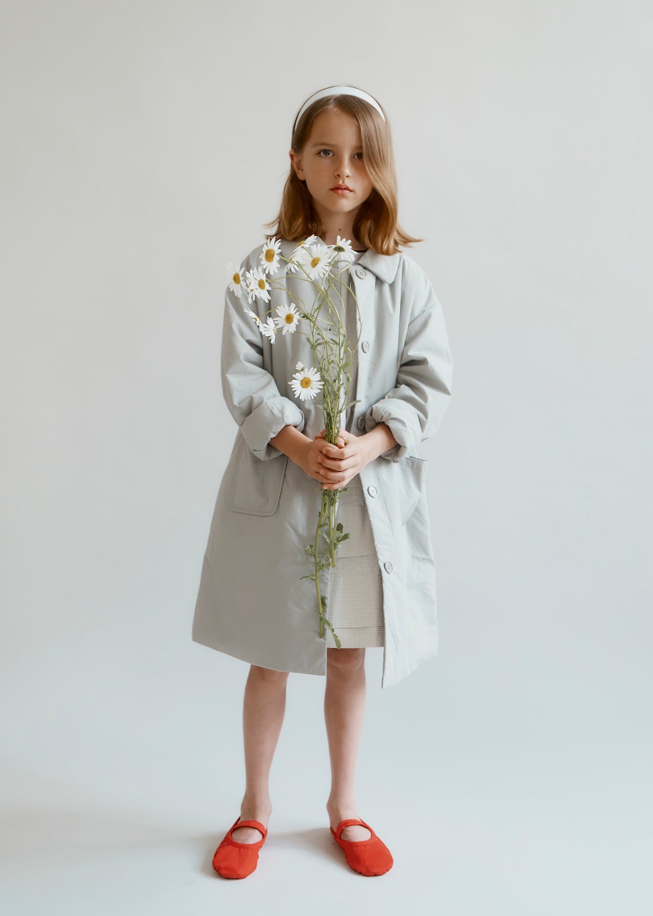 CAMBRIDGE CHILDREN'S CRUSHED COTTON COAT - GREY / GREEN