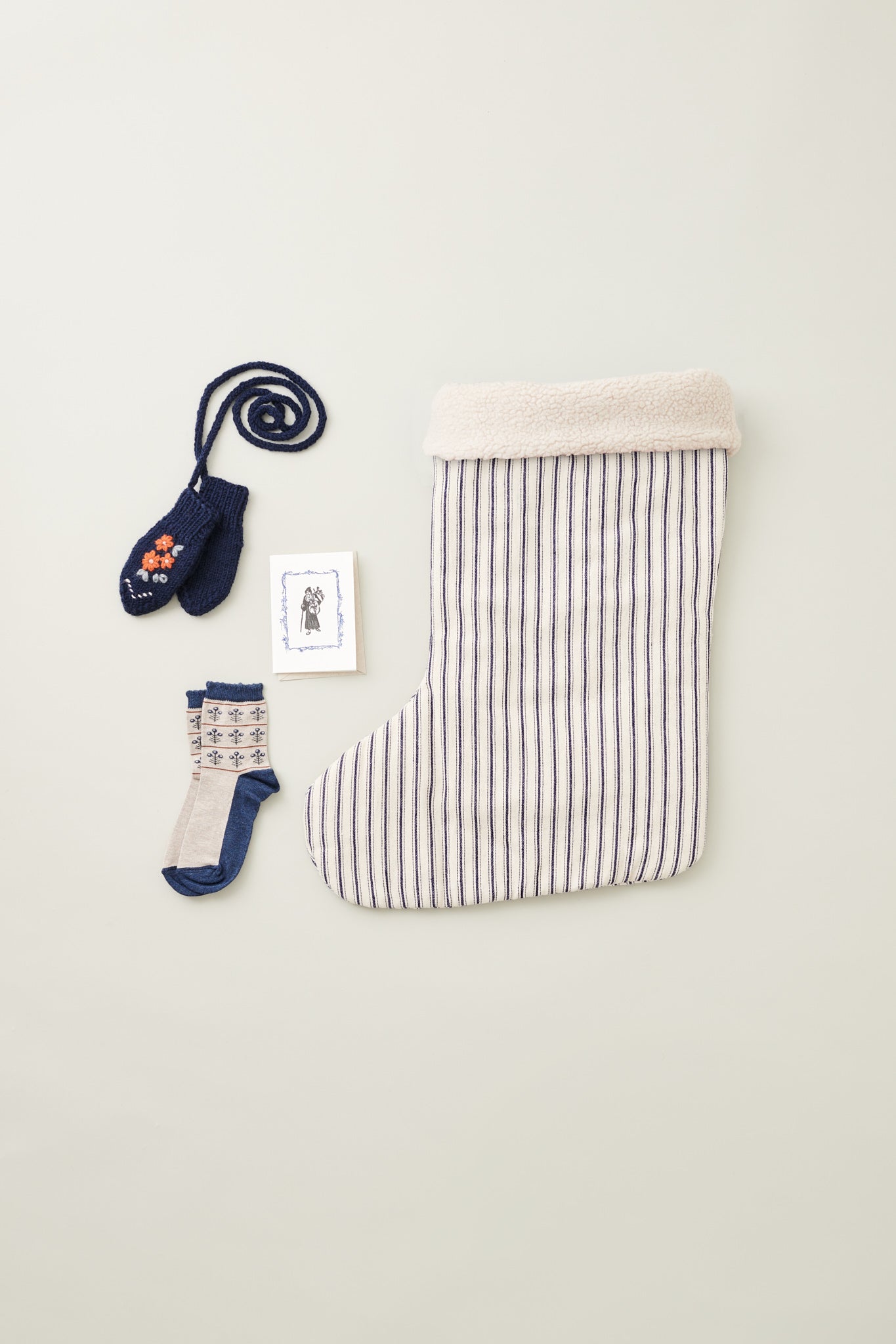 CHRISTMAS STOCKING - ROYAL BLUE TICKING STRIPE