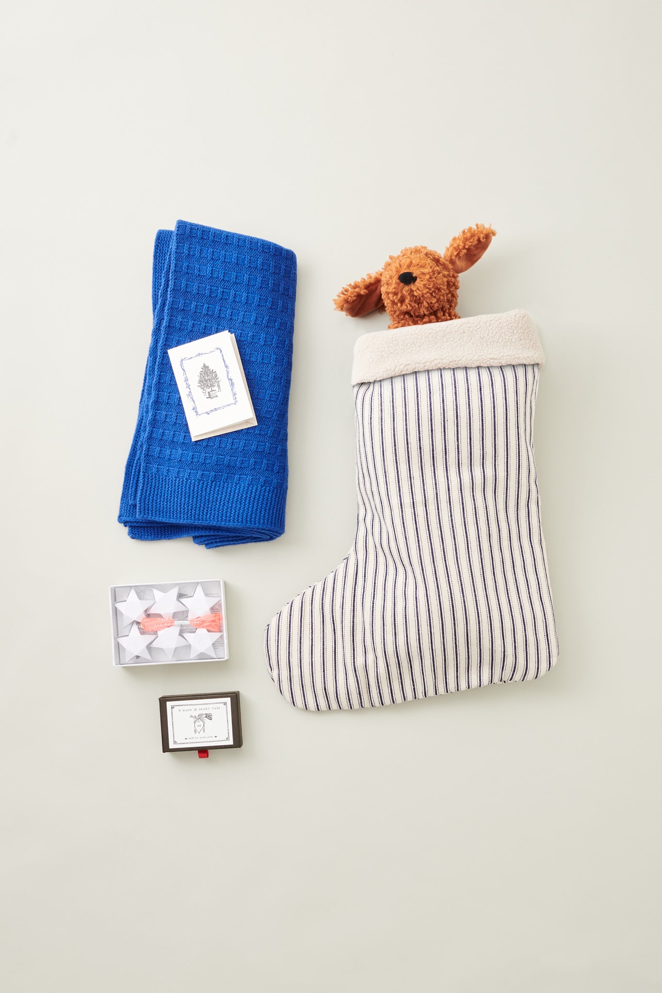 CHRISTMAS STOCKING - ROYAL BLUE TICKING STRIPE