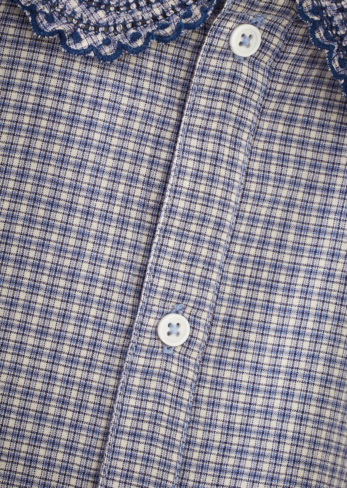 HARPER CHILDREN'S COTTON BLOUSE - BLUE MICRO CHECK