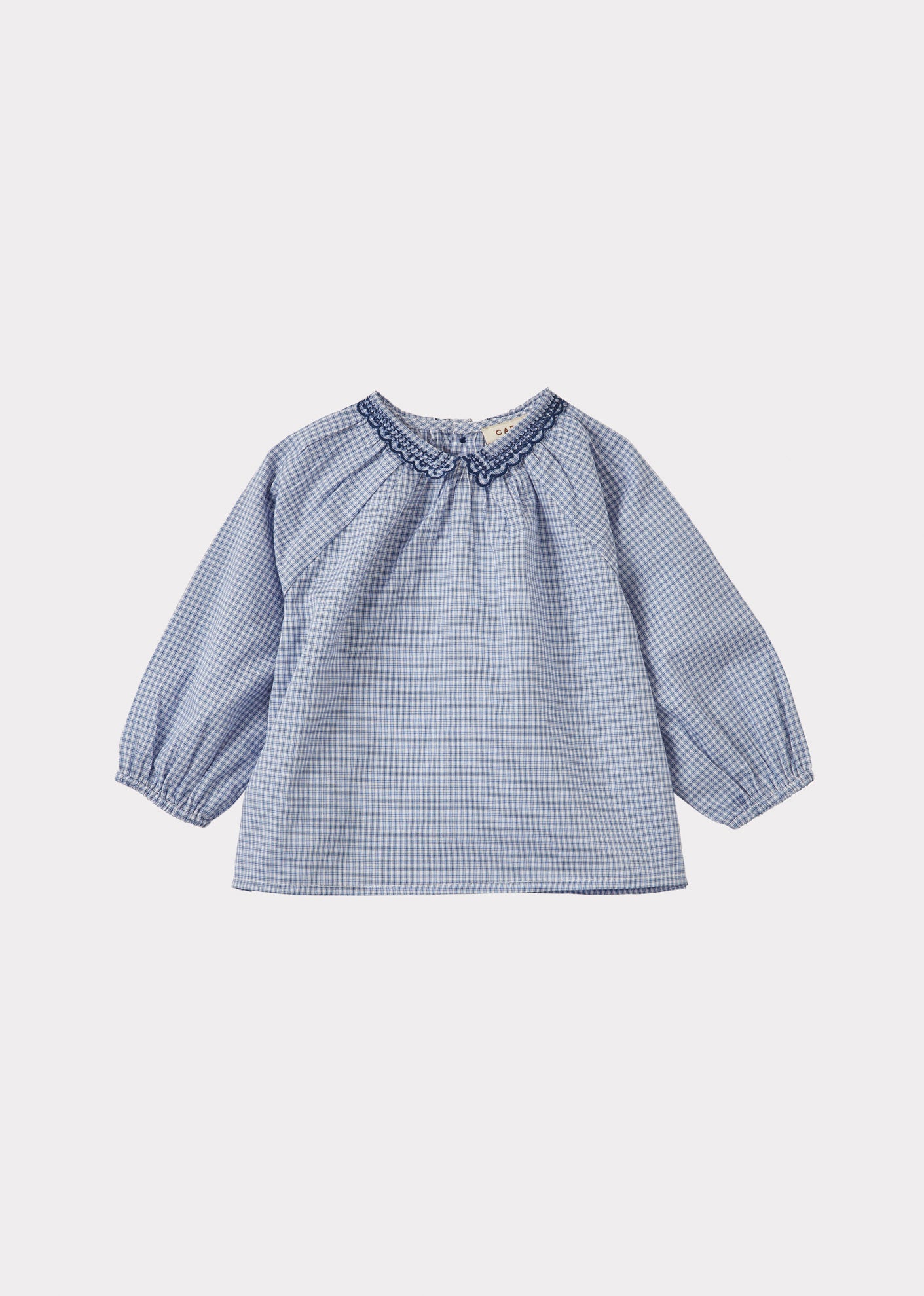 HARPER BABY COTTON BLOUSE - BLUE MICRO CHECK