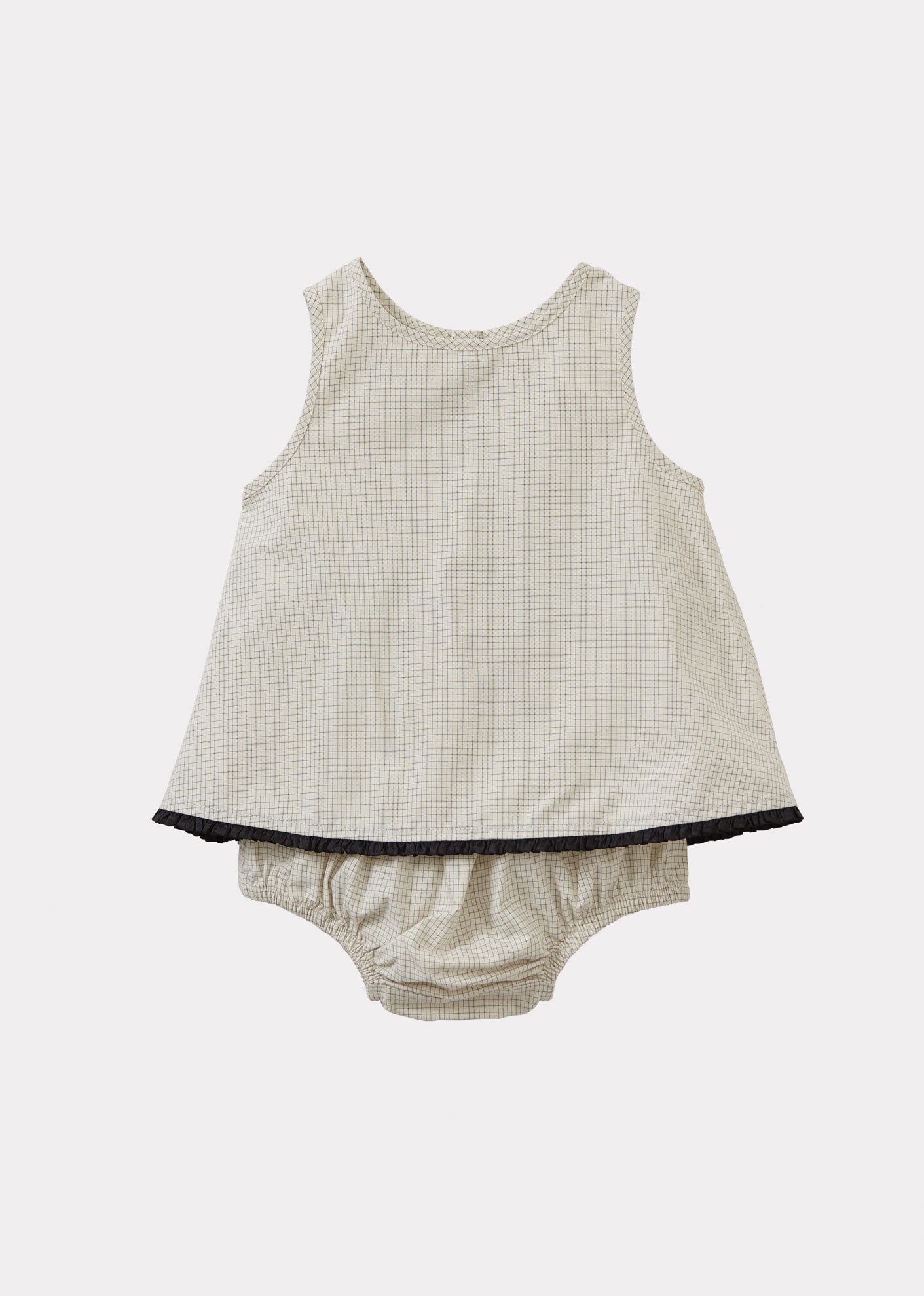 MIRAN BABY TOP AND BLOOMERS SET - OFF-WHITE / BLACK MICRO-CHECK