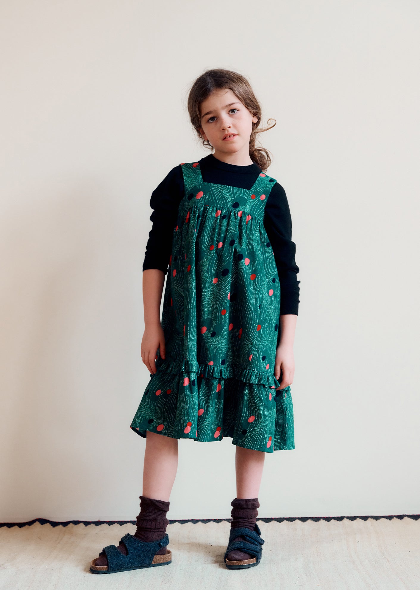 PEONY CHILDREN'S COTTON CORDUROY DRESS - LIBERTY SPACE RAIN