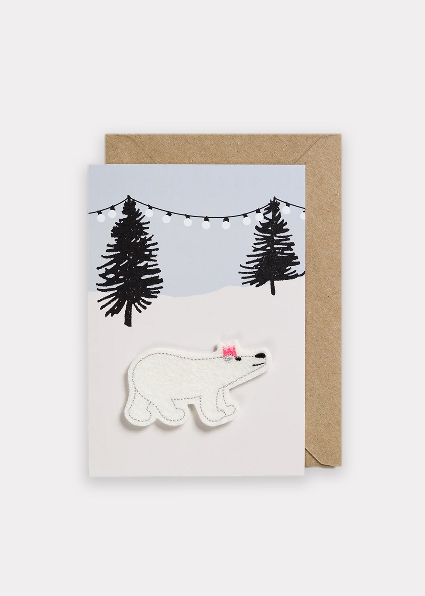 PETRA BOASE GREETING CARD - POLAR BEAR WITH LIGHTS