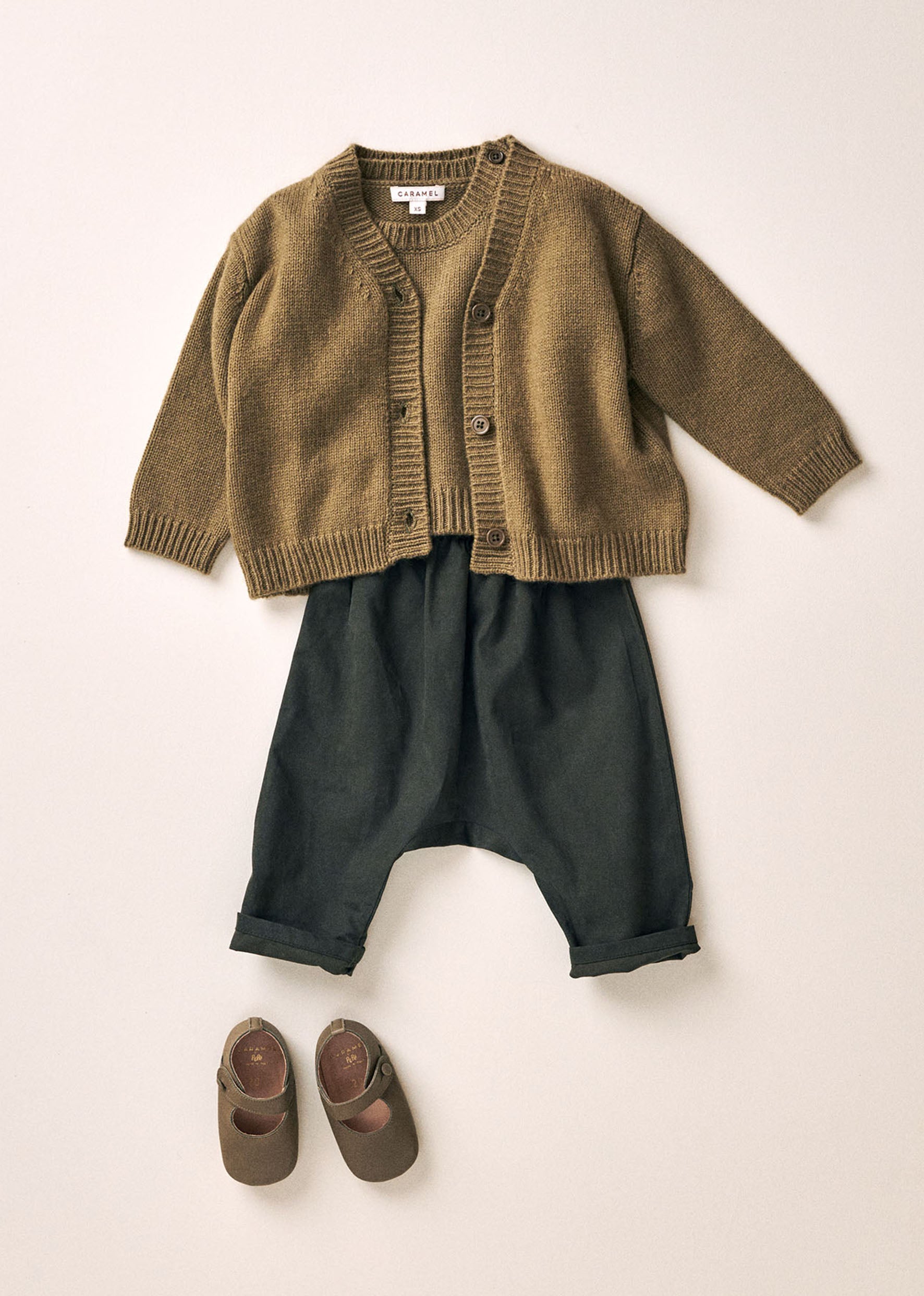 COPPER BABY WOOL MIX CARDIGAN - OLIVE