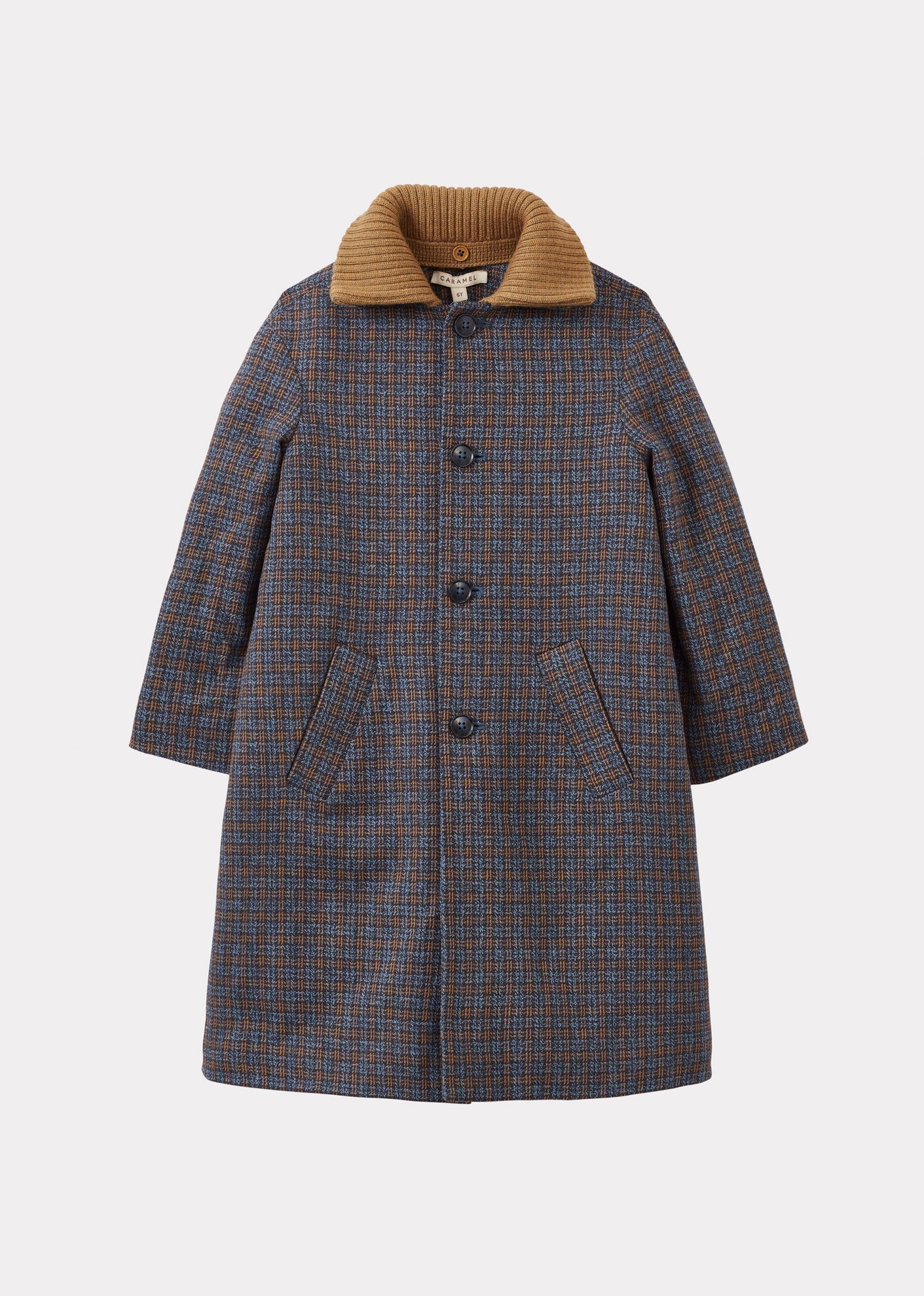 SHEA CHILDREN'S COTTON COAT - BLUE CHECK TWEEDY