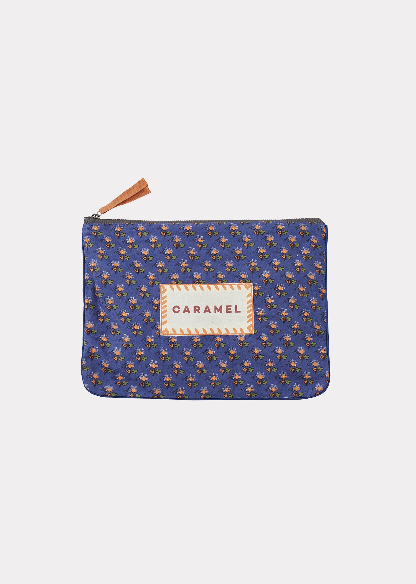 WOVEN POUCH 22X15CM - NAVY POSY PRINT