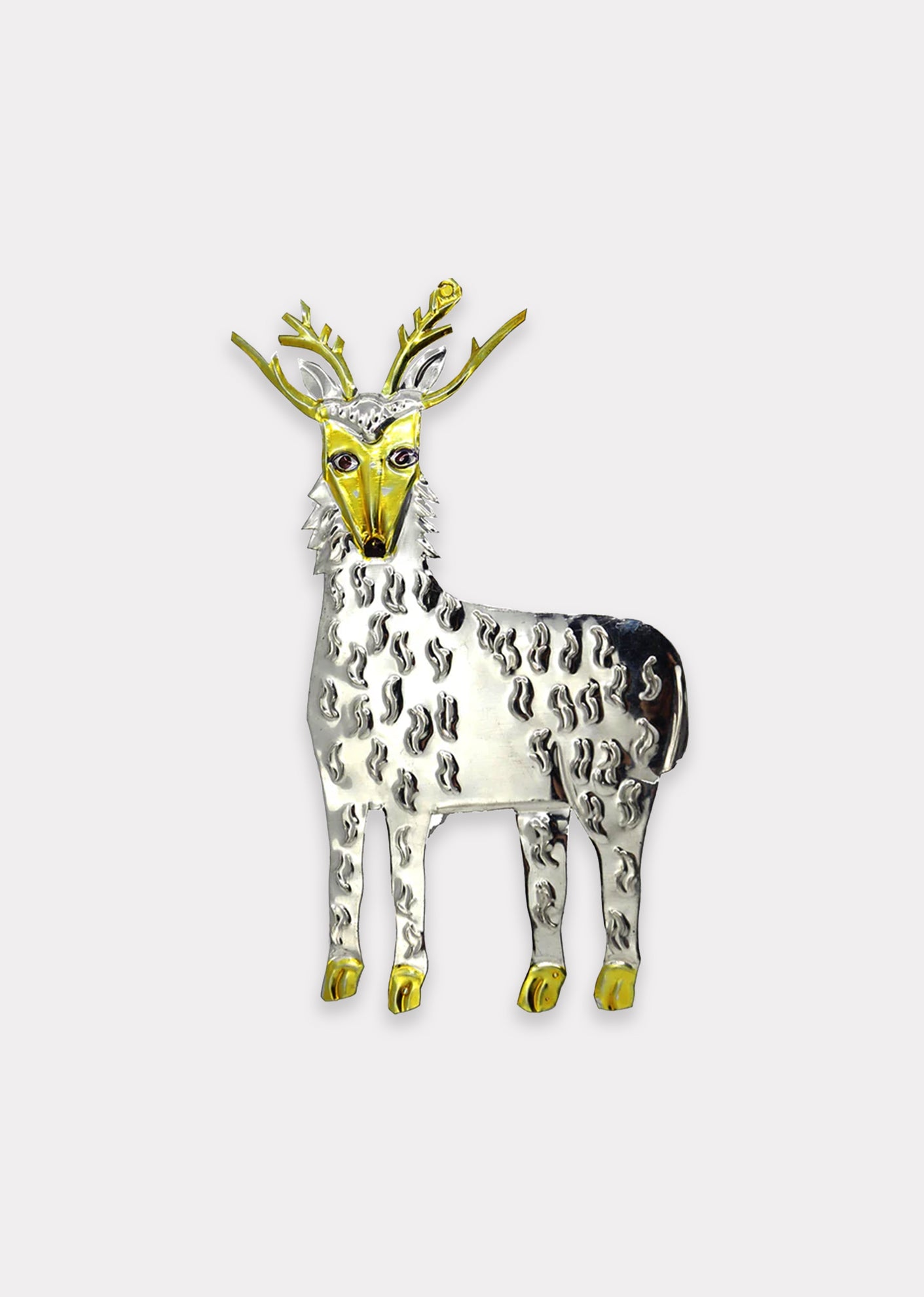 THE SHOP FLOOR PROJECT STAG TIN DECORATION - SILVER & GOLD