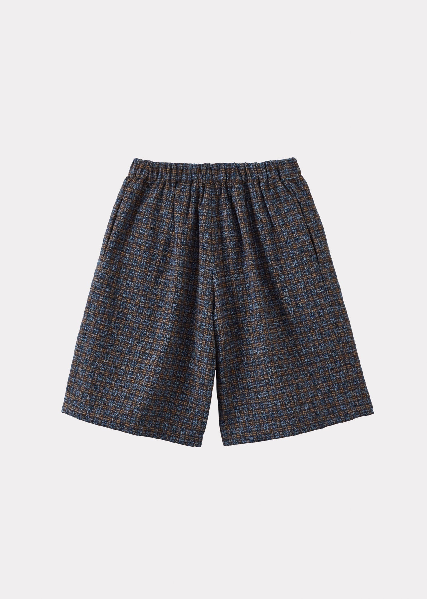 TARRAGON CHILDREN'S COTTON TWEED SHORTS - BLUE CHECK TWEEDY