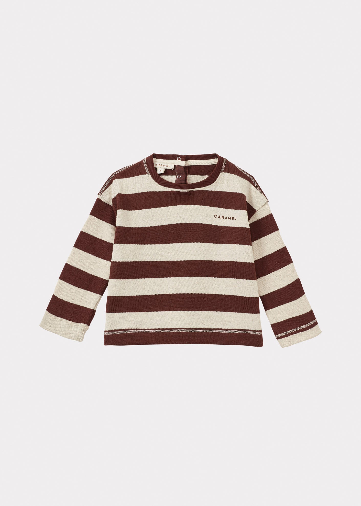 TODEA BABY COTTON T-SHIRT - ECRU / TAN STRIPE