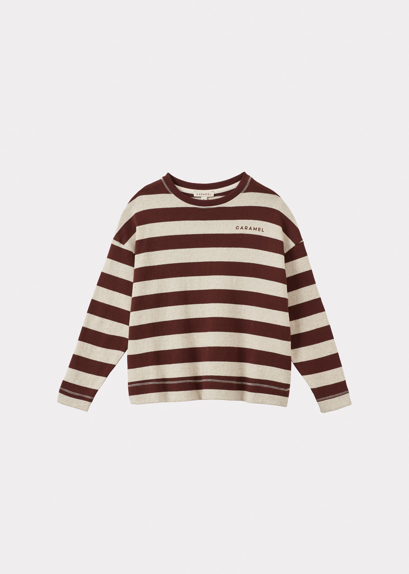 TODEA TEEN COTTON T-SHIRT - ECRU TAN STRIPE