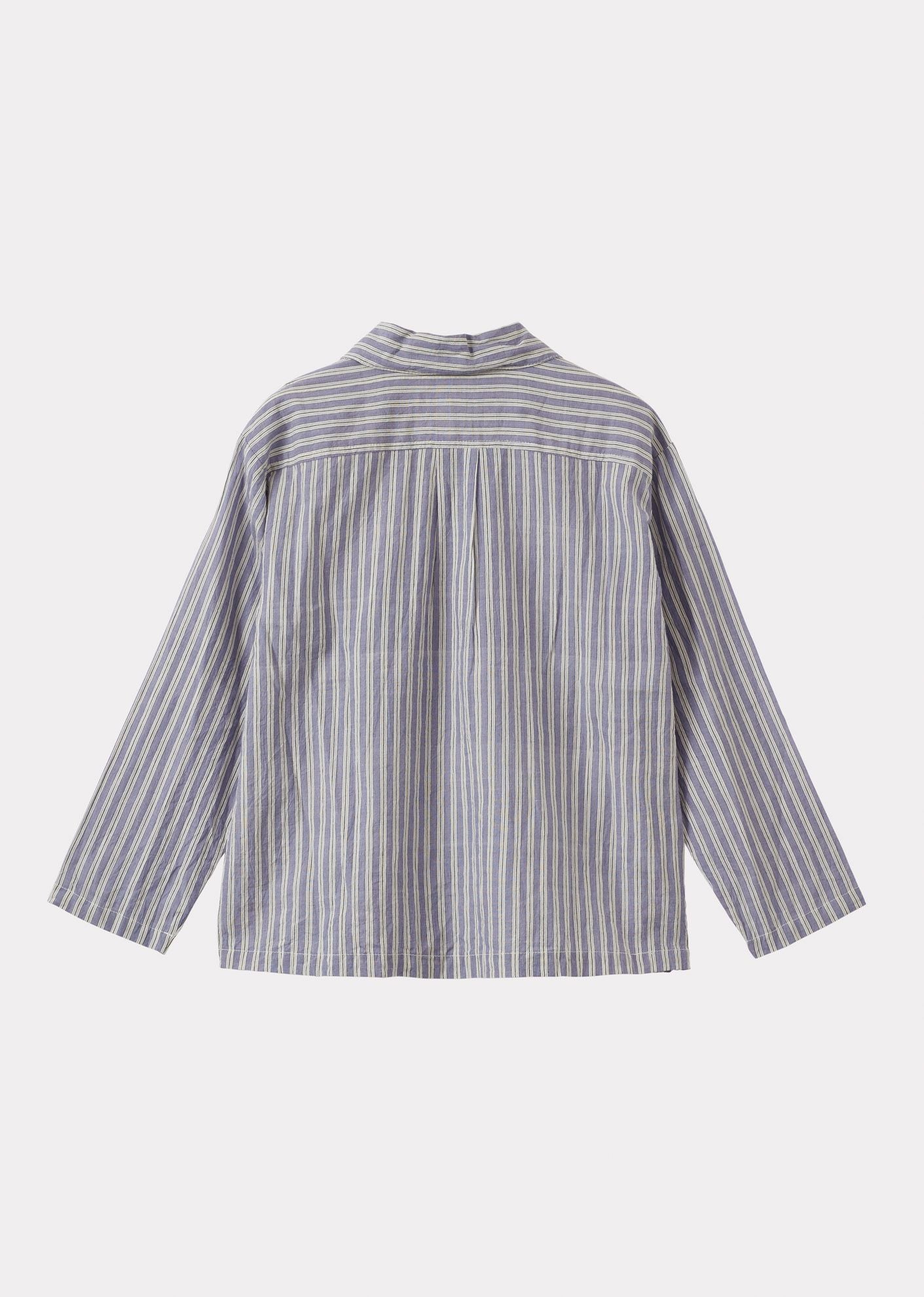 WALNUT CHILDREN'S HAND-LOOMED COTTON SHIRT - VIOLET STRIPE