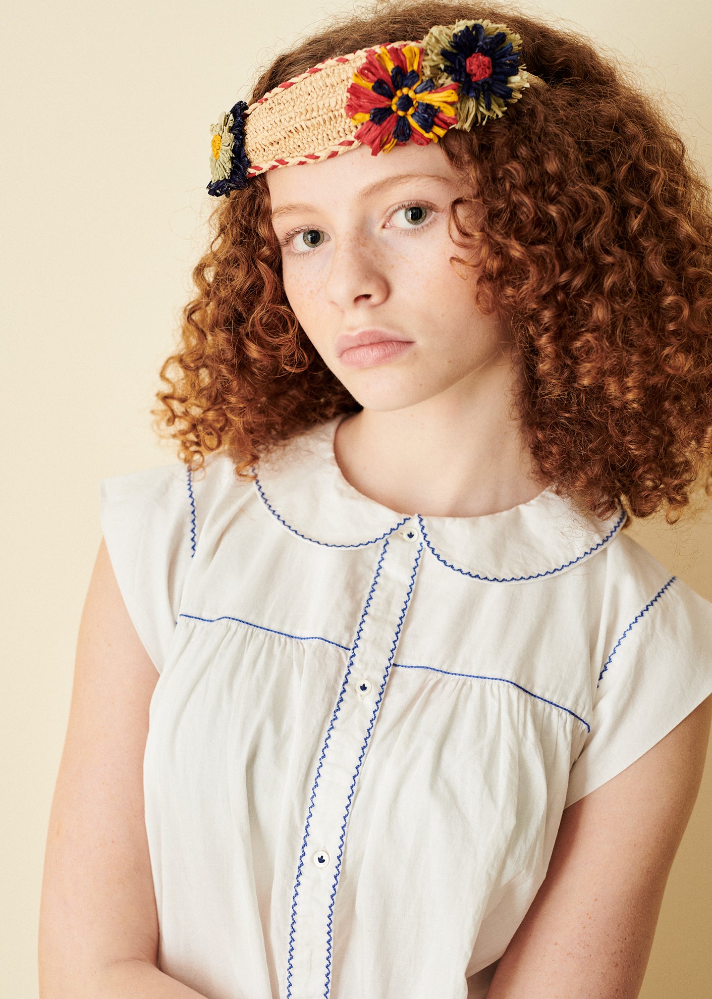 RAFFIA ROSETTE HEAD BAND  - MULTI